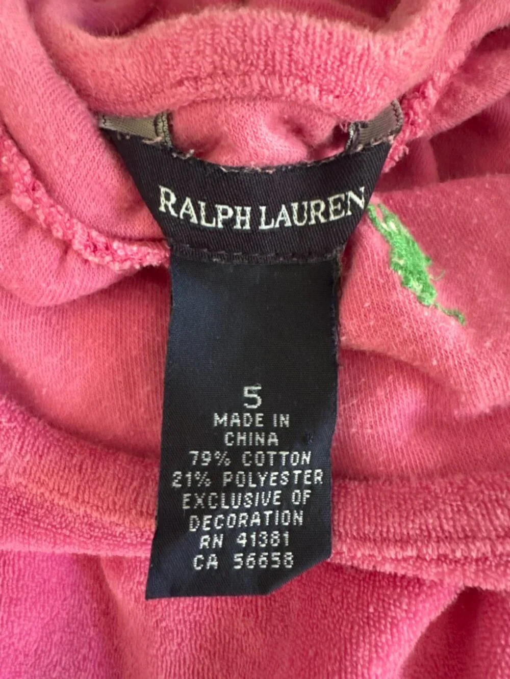 Polo Ralph Lauren Girls Terry Cloth Cover Up Dress Pink Size 5